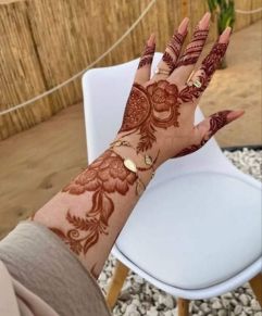 Beautiful Back Hand Arabic Mehndi Design brown color