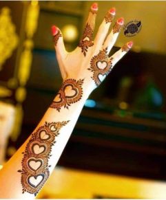 Beautiful Full Hand Arabic Mehndi Design red color