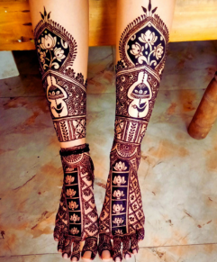Flower Bridal Leg Mehndi Designs