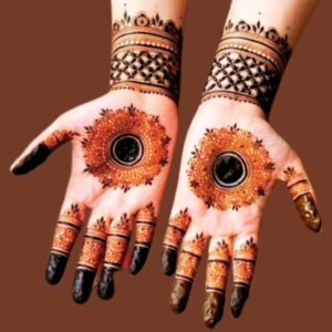 Simple bridal round mehndi design full hand