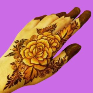 Unique Modern Rose Mehndi Design Back Hand