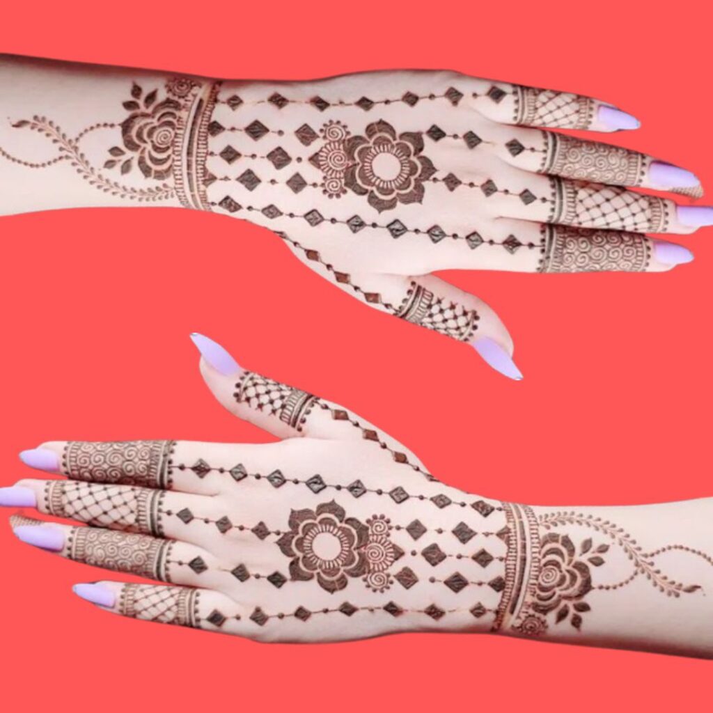 Easy Flower Mehndi Design Back Of Hand For Women's 